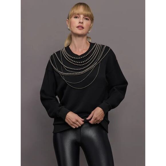 CARBON38 Women’s Pearl Sweatshirt in Black Size Medium - Picture 1 of 6